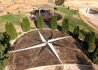 Stamped concrete compass rose driveway medallion